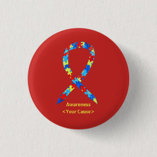 Puzzle Autism Awareness Ribbon Custom Button Pin