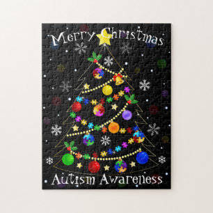 Puzzle Autisme coloré Arbre de Noël