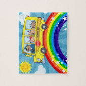 Puzzle Autobus scolaire conduisant sur un arc-en-ciel (Vertical)