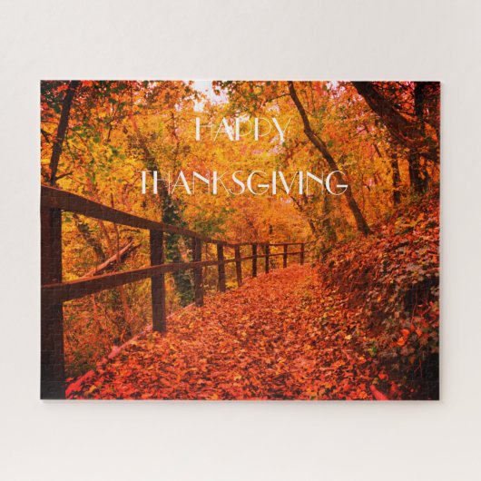 Puzzle Automne Automne Moderne Thanksgiving Feuille Orang (Horizontal)