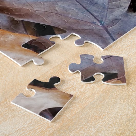 Puzzle Automne avec champignons jaunes et feuilles tombés (Côté)