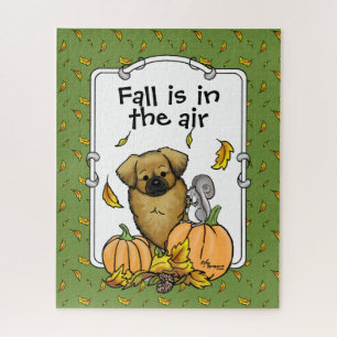 Puzzle Automne Espagnol Tibétain (Brown) Chien Citrouille