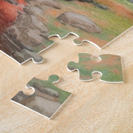 Puzzle Automne Japonais Moderne Jardin Aquarelle (Côté)