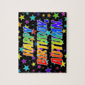 Puzzle "AUTOMNE" Prénom, Amusant "HEUREUX ANNIVERSAIRE" (Vertical)
