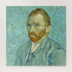 Puzzle Autoportrait de Vincent Van Gogh sur fond bleu