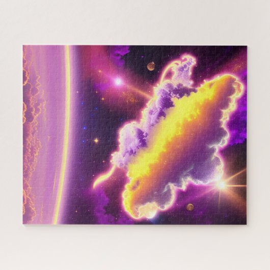 Puzzle Autre monde violet et jaune Nebula image cosmique (Horizontal)
