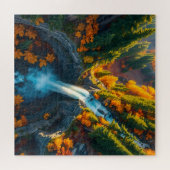 Puzzle Autumn Canyon Waterfall – Vibrant Fall Forest Land (Horizontal)