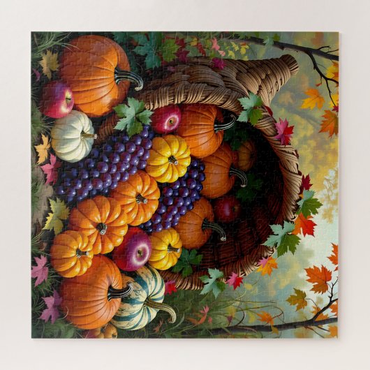Puzzle Autumn Harvest and Blessings Cornucopia (Horizontal)