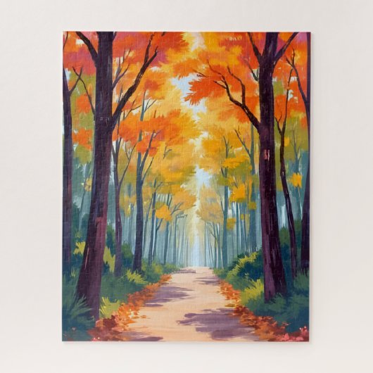 Puzzle Autumn Path Fall Foliage Painting (Vertical)