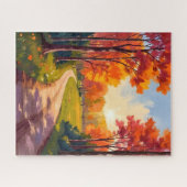 Puzzle Autumn Path | Red Foliage Nature Landscape (Horizontal)
