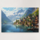 Puzzle avec charmant village dans les Alpes, Europ (Horizontal)