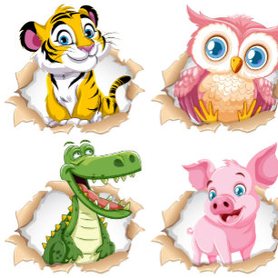 Puzzle avec des animaux mignons à travers les trou