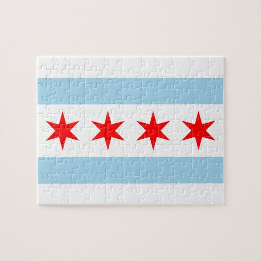 Puzzle avec drapeau de Chicago, Illinois (Horizontal)