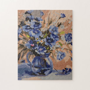 Puzzle avec effet de peinture fait en bleu