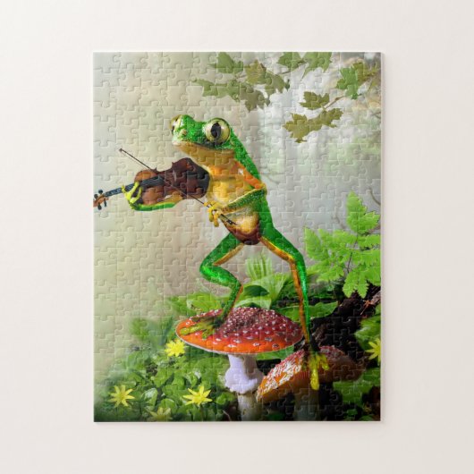 Puzzle avec la grenouille d'arbre jouant le violon (Vertical)