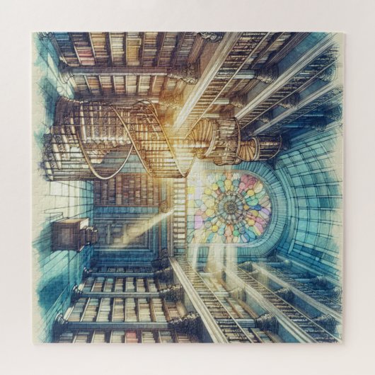 Puzzle avec l'ancienne bibliothèque giftbox (Horizontal)