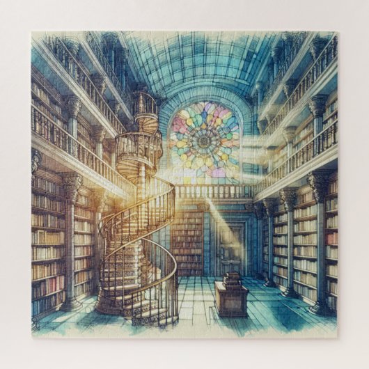 Puzzle avec l'ancienne bibliothèque giftbox (Vertical)