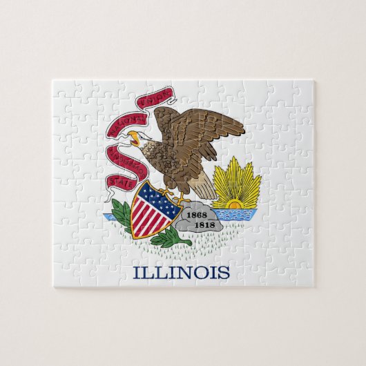 Puzzle avec le drapeau de l'État de l'Illinois (Horizontal)