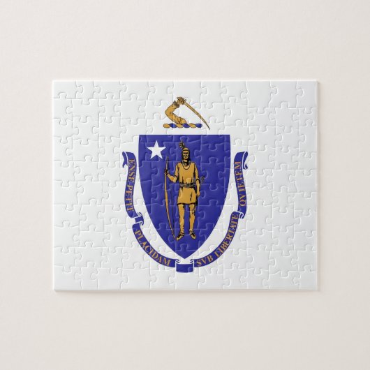 Puzzle avec le drapeau de l'État du Massachusetts (Horizontal)