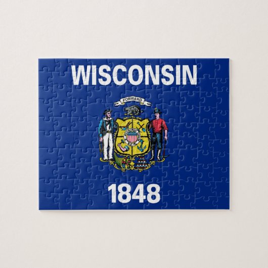 Puzzle avec le drapeau de l'État du Wisconsin (Horizontal)