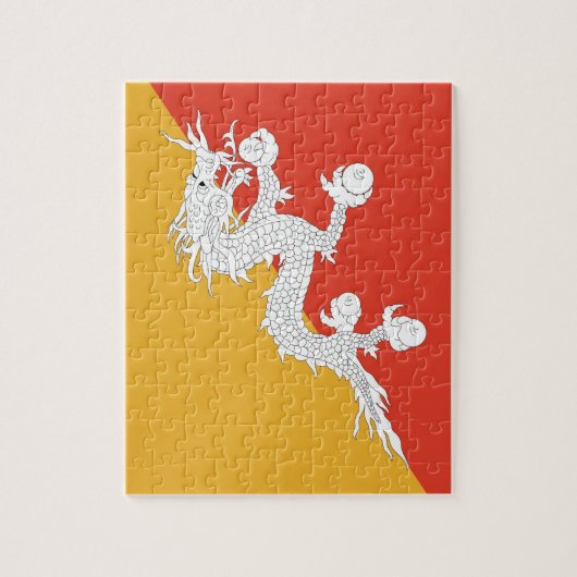 Puzzle avec le drapeau du Bhoutan (Vertical)