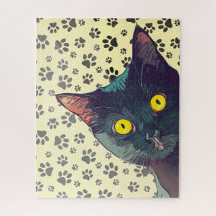 Puzzle avec un design de chat mignon qui regarde