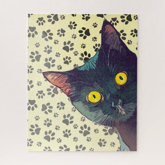 Puzzle avec un design de chat mignon qui regarde (Vertical)