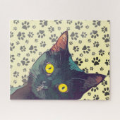 Puzzle avec un design de chat mignon qui regarde (Horizontal)