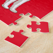 Puzzle avec une fille marchant chien husky. Nom pe (Côté)