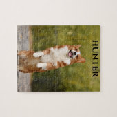 Puzzle avec une image corgi et nom personnalisé. (Horizontal)