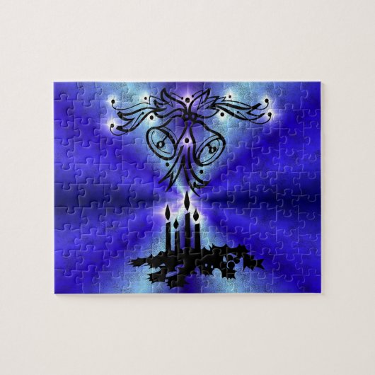 Puzzle Avent, Artdeco de Noël sur Blue Green Rainbow (Horizontal)