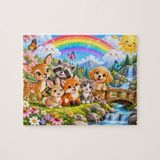 Puzzle Aventure d'animaux mignons de la forêt (Horizontal)