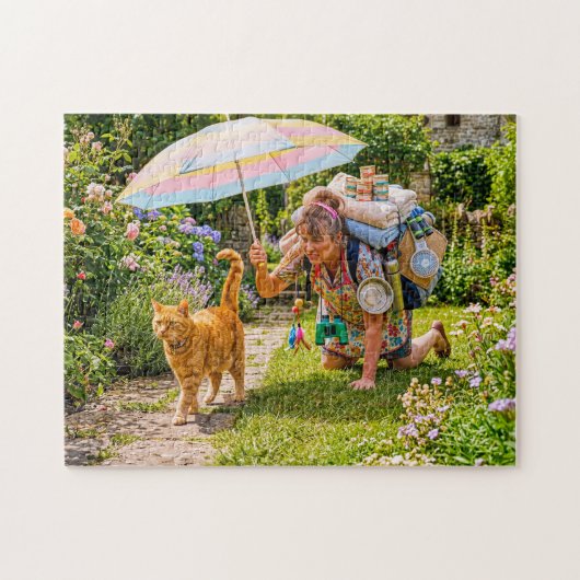 Puzzle Aventure de chat avec femme surchargée (Horizontal)