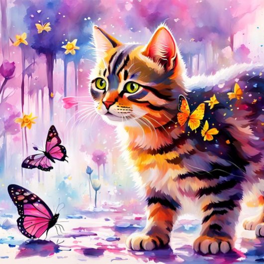Puzzle Aventure de chaton dans la forêt papillon