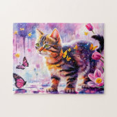 Puzzle Aventure de chaton dans la forêt papillon (Horizontal)