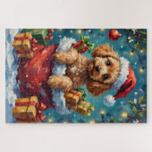 Puzzle Aventure de sac de Noël de Caniche (Horizontal)