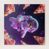 Puzzle Aventure spatiale de pizza avec un chat astronaute (Horizontal)