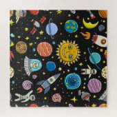 Puzzle Aventure spatiale : planètes, motif de fusées. (Horizontal)