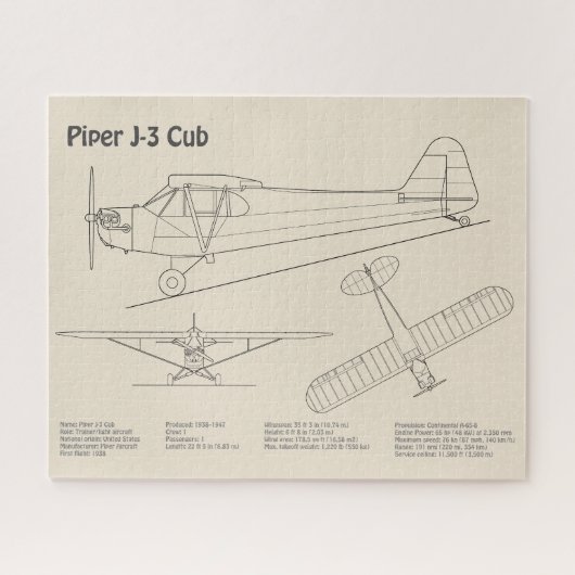 Puzzle Avion Cub - Plan directeur de l'avion SD (Horizontal)