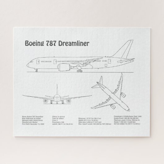 Puzzle Avion de ligne 787 - Plan de dessin de plan d'avio (Horizontal)
