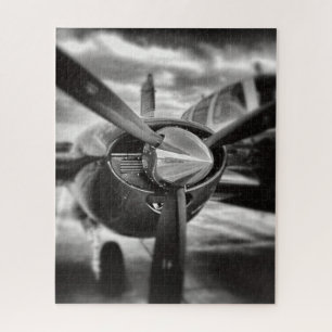 Puzzle Avion propulseur noir et blanc