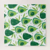 Puzzle Avocado, timbre texturé, motif transparent. (Horizontal)
