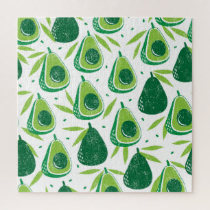 Puzzle Avocado, timbre texturé, motif transparent.