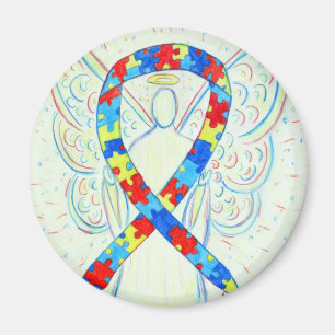 Puzzle Awareness Ribbon Angel Art Magnets Magneet