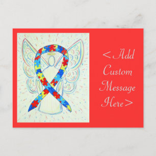 Puzzle Awareness Ribbon Angel Custom Art Briefkaar Briefkaart