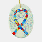 Puzzle Awareness Ribbon Angel Pendant Ornament (Achterkant)