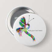 Puzzle Awareness Ribbon Butterfly Button (Voorkant /achterkant)