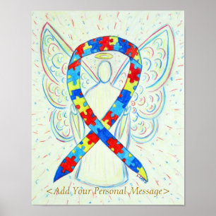 Puzzle Awareness Ribbon Guardian Angel Print