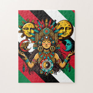 Puzzle Aztec Indian woMan princesse lune de soleil Art po