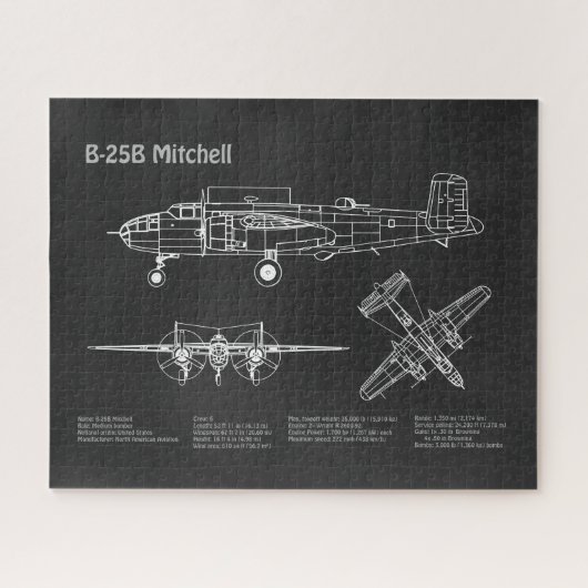 Puzzle B-25B Mitchell Doolittle - Plan d'avion PD (Horizontal)